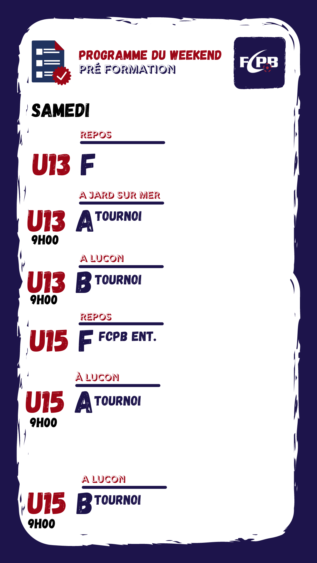 Actualit Programme Du Week End Club Football Fcpb L Hermenault